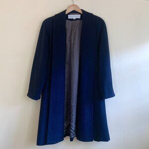 VINTAGE Evan Picone 100% Wool Coat Navy Blue Long Overcoat Size 10
